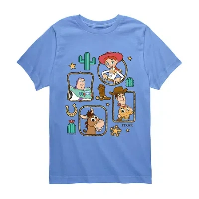 Disney Collection Big Kid Boys Crew Neck Short Sleeve Regular Fit Toy Story Graphic T-shirt In Blue
