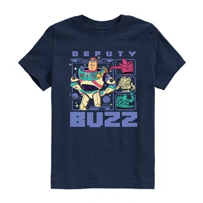 Disney Collection Big Kid Boys Crew Neck Short Sleeve Regular Fit Toy Story Graphic T-shirt In Blue