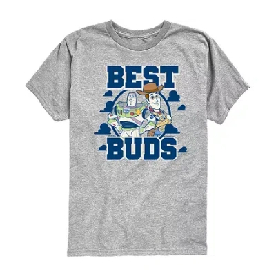 Disney Collection Big Kid Boys Crew Neck Short Sleeve Regular Fit Toy Story Graphic T-shirt In Gray