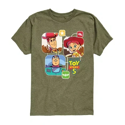 Disney Collection Big Kid Boys Crew Neck Short Sleeve Regular Fit Toy Story Graphic T-shirt In Green