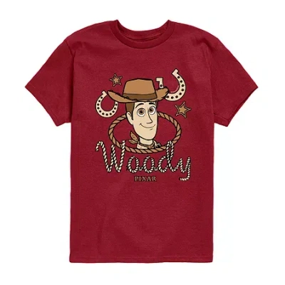Disney Collection Big Kid Boys Crew Neck Short Sleeve Regular Fit Toy Story Graphic T-shirt In Red