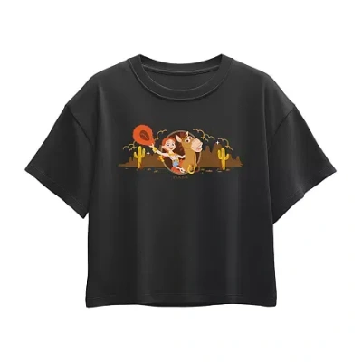 Disney Collection Big Kid Girls Crew Neck Short Sleeve Regular Fit Toy Story Graphic T-shirt In Black