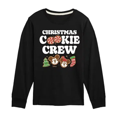 Disney Kids' Collection Boys Crew Neck Long Sleeve Mickey And Friends Graphic T-shirt In Black