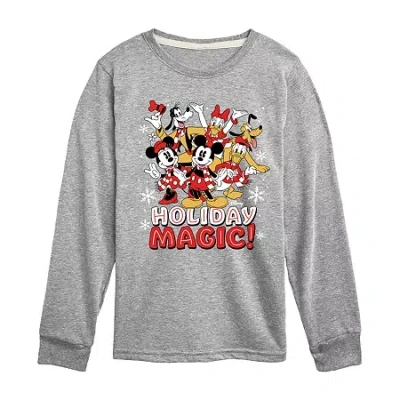 Disney Kids' Collection Boys Crew Neck Long Sleeve Mickey And Friends Mickey Mouse Graphic T-shirt In Gray