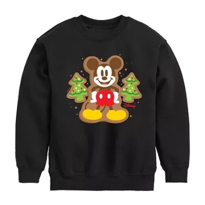 Disney Kids' Collection Boys Crew Neck Long Sleeve Mickey Mouse Sweatshirt In Black