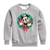Disney Collection Boys Crew Neck Long Sleeve Mickey Mouse Sweatshirt In Gray