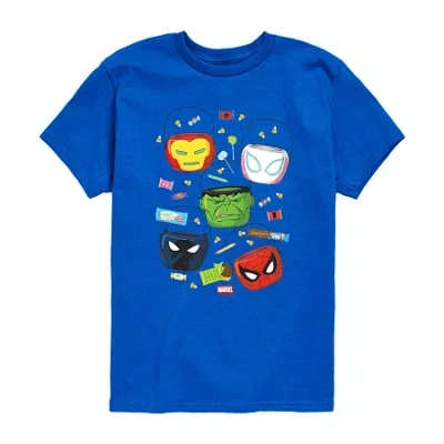 Disney Kids' Collection Boys Crew Neck Short Sleeve Marvel Graphic T-shirt In Blue