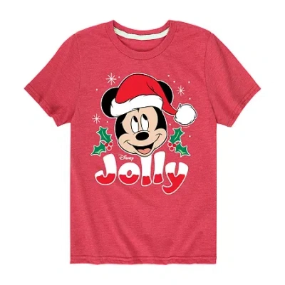 Disney Kids' Collection Boys Crew Neck Short Sleeve Mickey Mouse Graphic T-shirt In Red