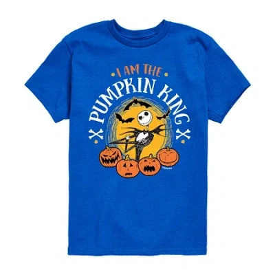 Disney Kids' Collection Boys Crew Neck Short Sleeve Nightmare Before Christmas Graphic T-shirt In Blue