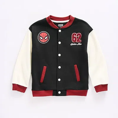 Disney Kids' Collection Boys Marvel Spiderman Fleece Bomber Jacket In Black