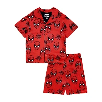 Disney Kids' Collection Boys Marvel Spiderman Short Sleeve 2-pc. Pajama Set In Red