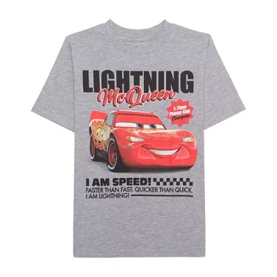 Disney Kids' Collection Boys Round Neck Short Sleeve Cars T-shirt In Gray