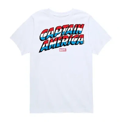Disney Collection Brave New World Little & Big Kid Boys Crew Neck Short Sleeve Captain America Marvel Graph In White