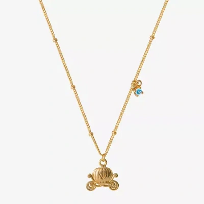 Disney Kids' Collection Carriage Womens Blue Cubic Zirconia 14k Gold Over Silver 15 Inch Pendant Necklace
