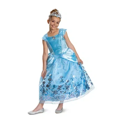 Disney Kids' Collection Cinderella With Tiara Girls Dress Up Costume In Blue