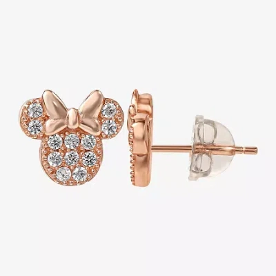 Disney Kids' Collection Cubic Zirconia 14k Gold Over Silver 8.9mm Minnie Mouse Stud Earrings