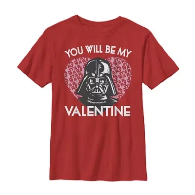 Disney Collection Darth Vader Little & Big Kid Boys Crew Neck Short Sleeve Star Wars Graphic T-shirt In Red