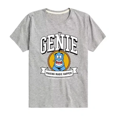 Disney Collection Genie Little & Big Kid Boys Crew Neck Short Sleeve Regular Fit Aladdin Graphic T-shirt In Blue
