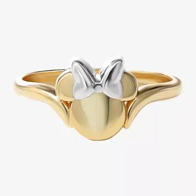 Disney Kids' Collection Girls 14k Two Tone Gold Minnie Mouse Signet Ring