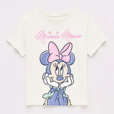 Disney Kids' Collection Girls Crew Neck Short Sleeve Minnie Mouse T-shirt In White