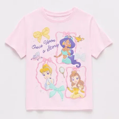 Disney Kids' Collection Girls Crew Neck Short Sleeve Princess T-shirt In Pink
