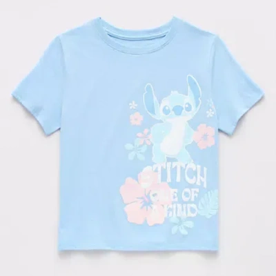 Disney Kids' Collection Girls Crew Neck Short Sleeve Stitch T-shirt In Multi