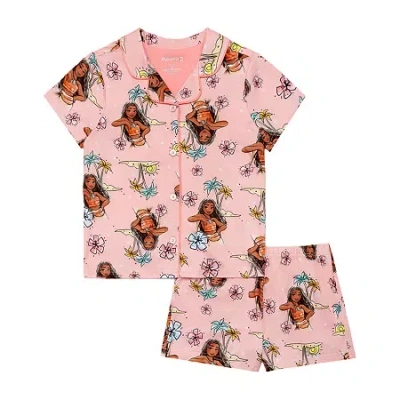 Disney Kids' Collection Girls Princess Moana Short Sleeve 2-pc. Pajama Set In Orange