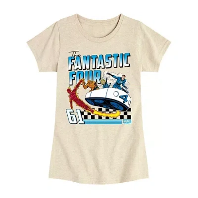 Disney Kids' Collection Girls Round Neck Short Sleeve Marvel Graphic T-shirt In Animal Print