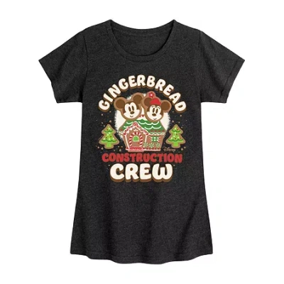 Disney Kids' Collection Girls Round Neck Short Sleeve Mickey And Friends Graphic T-shirt In Black