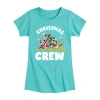 Disney Collection Girls Round Neck Short Sleeve Mickey And Friends Graphic T-shirt In Blue