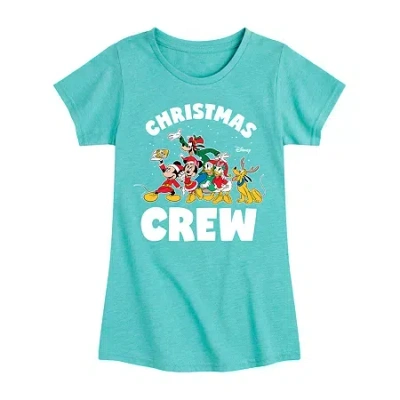Disney Kids' Collection Girls Round Neck Short Sleeve Mickey And Friends Graphic T-shirt In Blue