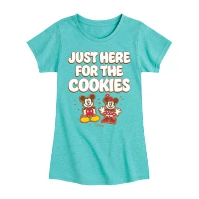 Disney Kids' Collection Girls Round Neck Short Sleeve Mickey And Friends Graphic T-shirt In Green