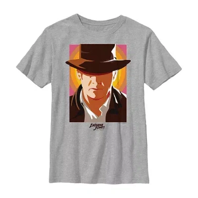 Disney Collection Indiana Jones Little & Big Kid Boys Crew Neck Short Sleeve Regular Fit Graphic T-shirt In Blue