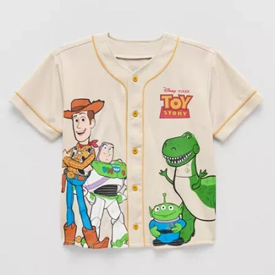 Disney Collection Little & Big Kid Boys Crew Neck Buzz Lightyear Toy Story Woody Short Sleeve Jersey In Neutral