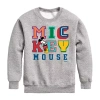 Disney Collection Little & Big Kid Boys Crew Neck Fleece Long Sleeve Mickey Mouse Sweatshirt In Brown