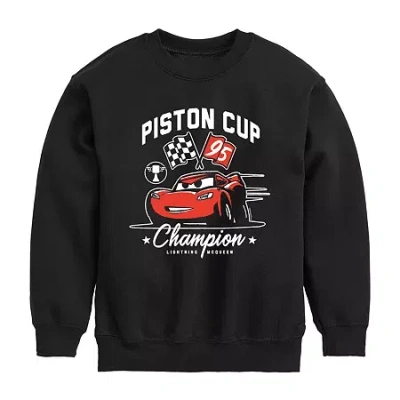 Disney Collection Little & Big Kid Boys Crew Neck Long Sleeve Regular Fit Cars Graphic T-shirt In Brown