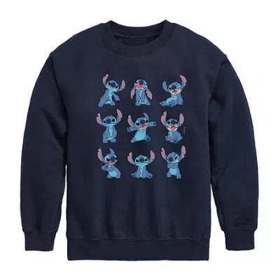 Disney Collection Little & Big Kid Boys Crew Neck Long Sleeve Regular Fit Lilo & Stitch Graphic T-shirt In Brown