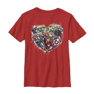 Disney Collection Little & Big Kid Boys Crew Neck Short Sleeve Avengers Graphic T-shirt In Blue