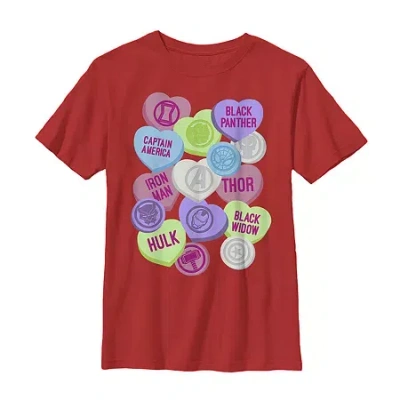 Disney Collection Little & Big Kid Boys Crew Neck Short Sleeve Avengers Graphic T-shirt In Red