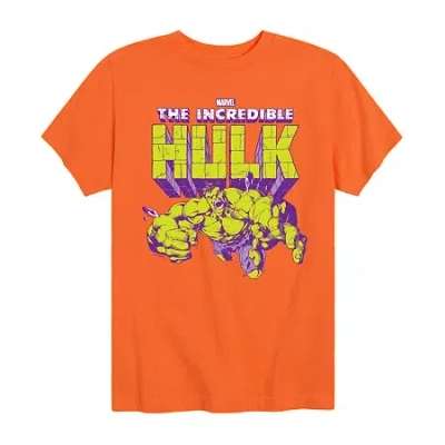 Disney Collection Little & Big Kid Boys Crew Neck Short Sleeve Hulk Graphic T-shirt In Orange