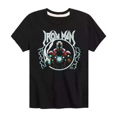 Disney Collection Little & Big Kid Boys Crew Neck Short Sleeve Iron Man Graphic T-shirt In Blue