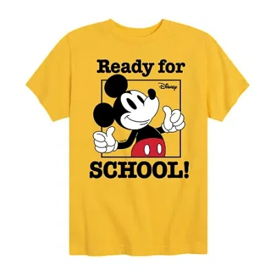 Disney Collection Little & Big Kid Boys Crew Neck Short Sleeve Mickey Mouse Graphic T-shirt In Brown