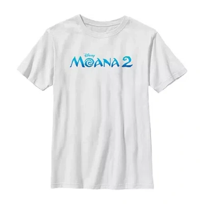 Disney Collection Little & Big Kid Boys Crew Neck Short Sleeve Moana Graphic T-shirt In Blue