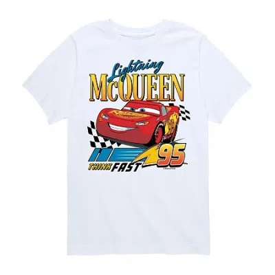 Disney Collection Little & Big Kid Boys Crew Neck Short Sleeve Regular Fit Cars Graphic T-shirt In Black