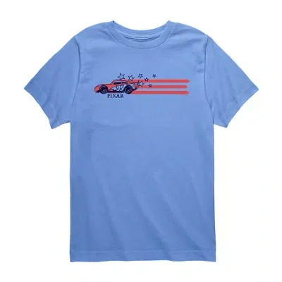 Disney Collection Little & Big Kid Boys Crew Neck Short Sleeve Regular Fit Graphic T-shirt In Blue
