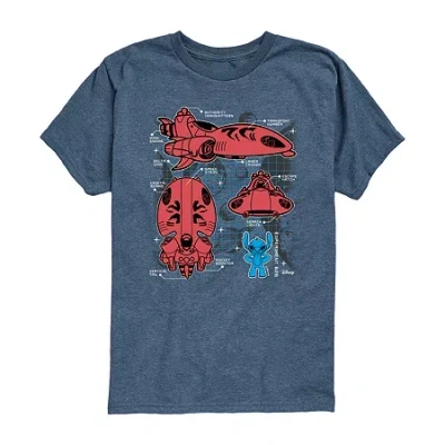 Disney Collection Little & Big Kid Boys Crew Neck Short Sleeve Regular Fit Graphic T-shirt In Blue