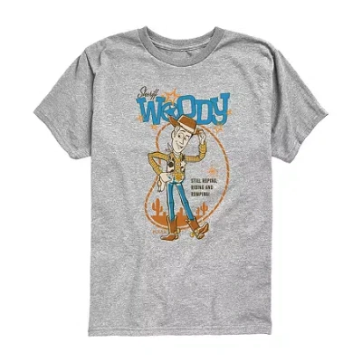 Disney Collection Little & Big Kid Boys Crew Neck Short Sleeve Regular Fit Graphic T-shirt In Gray