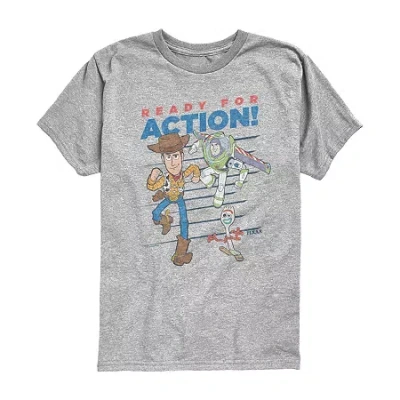 Disney Collection Little & Big Kid Boys Crew Neck Short Sleeve Regular Fit Graphic T-shirt In Gray