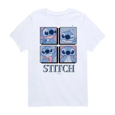 Disney Collection Little & Big Kid Boys Crew Neck Short Sleeve Regular Fit Lilo & Stitch Graphic T-shirt In White