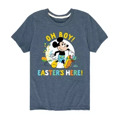 Disney Collection Little & Big Kid Boys Crew Neck Short Sleeve Regular Fit Mickey And Friends Graphic T-shi In Blue